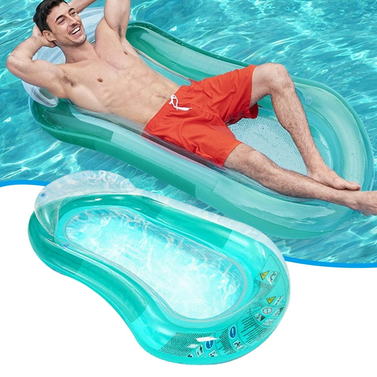 Water Floating Bed for Adults Inflatable Pool Float Lounger w Headrest Water Hammock Pool Rafts Floaties for Summer Beach Vacation Foldable Water