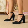 thumbnail image 5 of Women's Pointed Toe High Heels Pump Shoes Suede Closed Toe Ankle Strap Wedding Evening Party Dress Shoes, 5 of 9