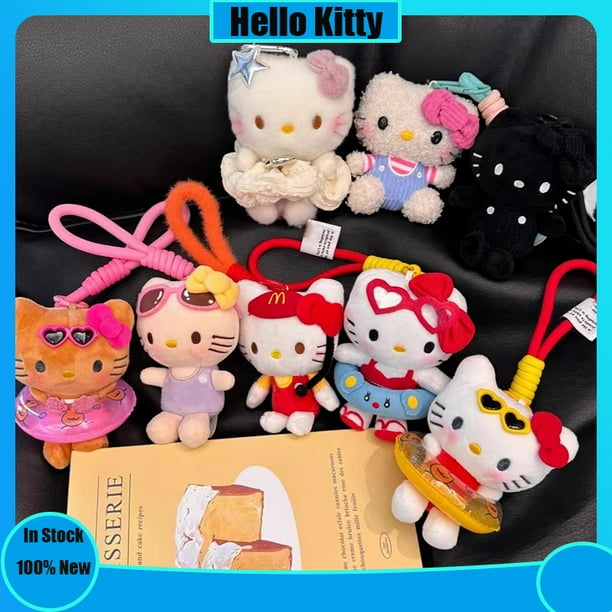 Miniso Sanrio-llavero de muñeco de peluche de Hello Kitty para niñas, colgante de bolsa, accesorios de peluche suave, regalo de dibujos animados, juguetes para niños
