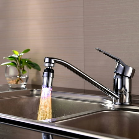 

Follure led lights Kitchen Sink 7Color Change Water Glow Water Stream Shower LED Faucet Taps Light Silver