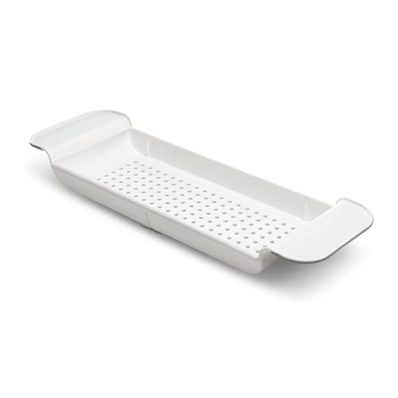 Bandeja de baño Madesmart expandible para bañeras de plástico, color blanco