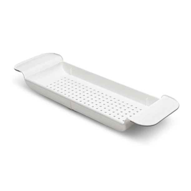 Bandeja de baño Madesmart expandible para bañeras de plástico, color blanco