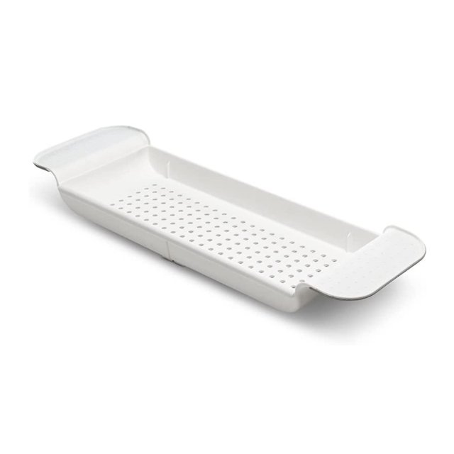 Bandeja de baño Madesmart expandible para bañeras de plástico, color blanco