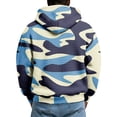 thumbnail image 4 of Men's Hooded Pullover Sweatshirt Waffle Knit Fabric Half Zip Front Drawstring Hood Camouflage Pattern Casual Fit Navy XL, 4 of 4