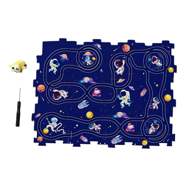 Pista de rompecabezas para niños, juego de Paly, bloques de construcción de pista, juguete Montessori, carril, juguetes de construcción de automóviles Espacio 13PCS Hugo Pistas de rompecabezas