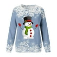 thumbnail image 5 of Dezsed Womens Christmas Shirts Clearance Women's Shirt Tops Casual Christmas Snowman Printed Round Neck Long Sleeve Pullover Blouse Sweatshirt Tops Blue M, 5 of 6