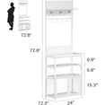 thumbnail image 6 of 72.8" White Narrow Coat Rack with Shoe Storage, 7 Hooks, Hall Tree with Doors, Compact Organizer for Entryway, Bedroom, Mudroom, 6 of 9