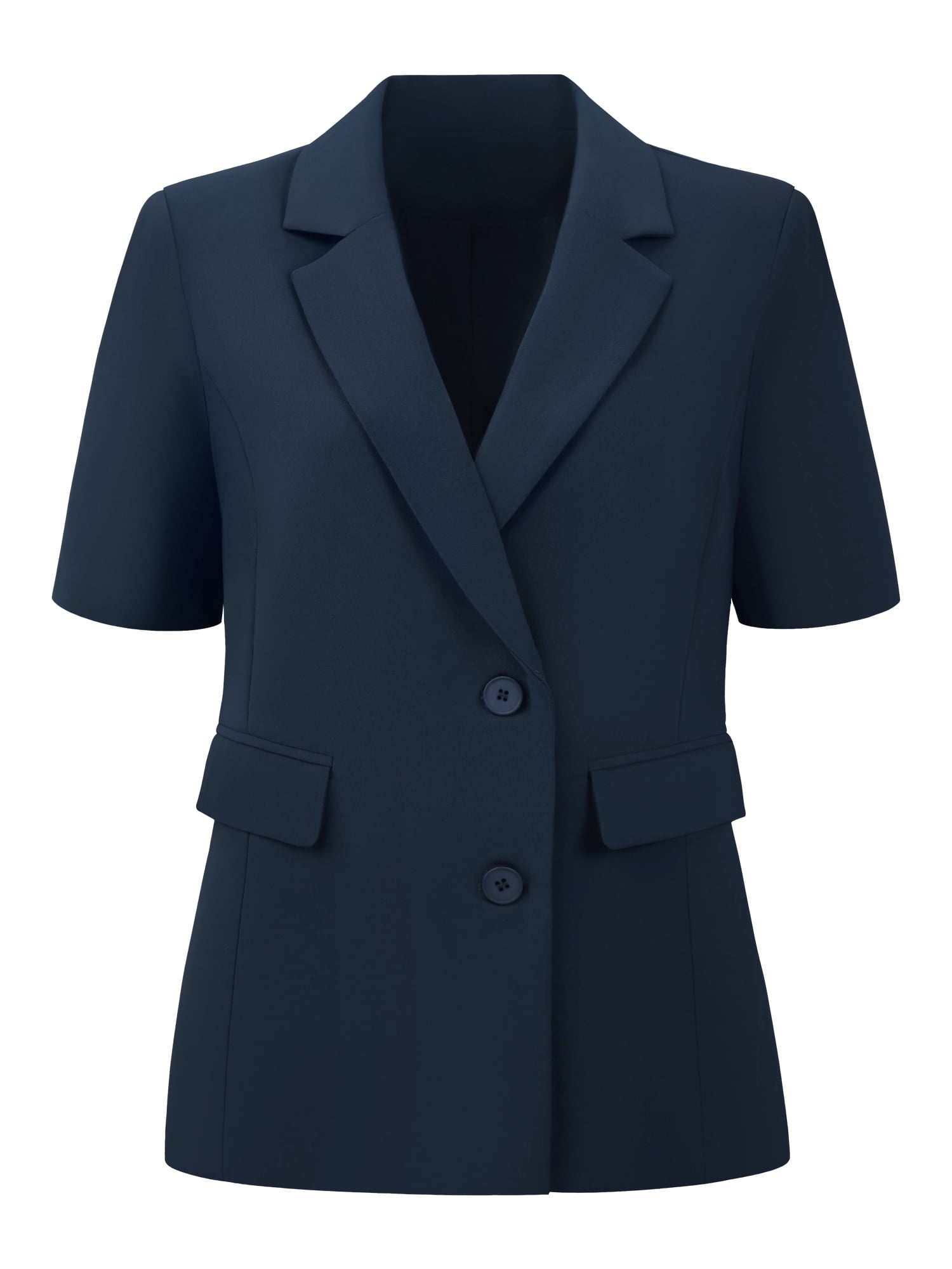 DARING DIVA Women's Summer Short Sleeve Blazer with Pockets S Navy Blue