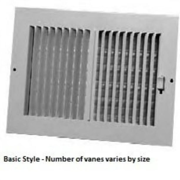 12 x 6 (duct opening size) air register 2 way stamped steel with damper