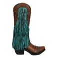thumbnail image 2 of Rustic Western Country Faux Leather Cowgirl Boot Vase W/ Turquoise Frill Fringe, 2 of 6