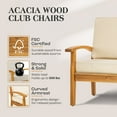 thumbnail image 5 of Premium Acacia Patio Wood Club Chairs Set of 2, Teak Finish Furniture Sets with Thick Cushion, 5 of 8
