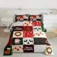 thumbnail image 2 of Manfei Cartoon Father Christmas Queen Comforter Set,Merry Xmas Bedding Sets,Patchwork Geometric Plaid Bedding Comforter Set For Teens,Microfiber Bedroom Decor Reversible,3pcs, 2 of 8