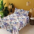 thumbnail image 2 of Ambesonne Floral Fitted & Flat Sheet with Sham 3 Pcs Set, Pastel Summer Feels Roses, Twin, Lavender Blue and Blush, 2 of 5