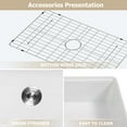 thumbnail image 6 of LOGMEY 33"x20" White Ceramic Farmhouse Workstation Kitchen Sink - Single Bowl, 3.5" Drain, Accessories Included (Cutting Board, Colander, Drying Rack), 6 of 8