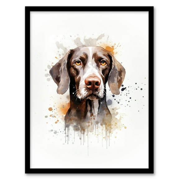 Shorthaired German Pointer Lovers Gift Watercolour Pet Portrait Painting Artwork Art Print Framed Poster Wall Decor 12x16 inch