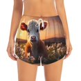 thumbnail image 2 of Daiia Sunset Calf Flower Field Pattern Women's 2 in 1 Running Shorts - Lightweight Athletic Workout Gym Yoga Shorts Liner with Phone Pockets-XX-Large, 2 of 7