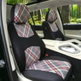 thumbnail image 4 of FH Group Tartan57 Universal Fit Cloth Car Seat Covers, Solid Back Rear Bench for Auto, SUV, Sedan and Van with Steering Wheel Cover - Beige Full Set, 4 of 8
