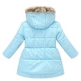 thumbnail image 2 of Hicidod Winter Jacket for Girls Fur Brimmed Hooded Long Sleeve Warm Down Coat Printed Fleece Lined Thicken Windproof Waist Coat, 2 of 7
