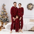 thumbnail image 1 of Pijama de una pieza con capucha, manga larga, forro polar grueso y cremallera, a cuadros rojos, para toda la familia, para Navidad (resistente al fuego), 1 of 5