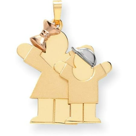 14K Tri Color Gold The Kids Girl & Boy Charm Jewelry