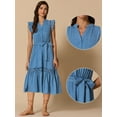 thumbnail image 2 of DARING DIVA V Neck Cap Sleeve A Line Summer Midi Dress XS Blue, 2 of 6