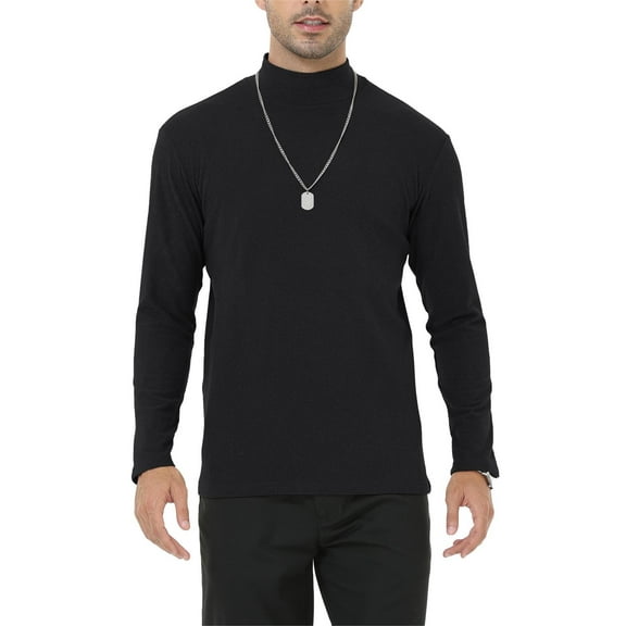 YuKaiChen Men's Casual Turtleneck Slim Fit Basic Tops Lightweight Pullover Sweater Black L