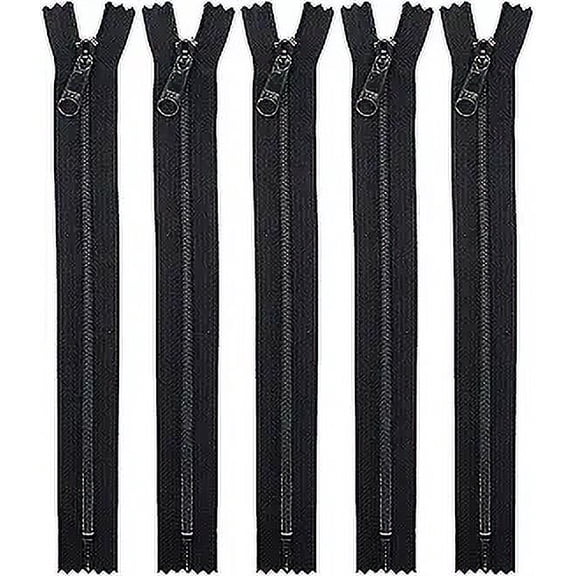 YKK® Black #4.5 Handbag – Extra-Long Pull Zipper (5 Zippers Per Pack) (12" Inches)