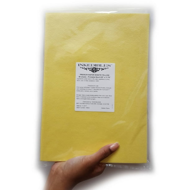 InkEdibles Premium Wafer Sheets, 50Pack, Yellow