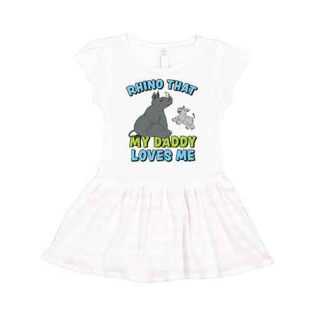 

Inktastic Rhino That My Daddy Loves Me with Cute Rhinos Gift Toddler Girl Dress