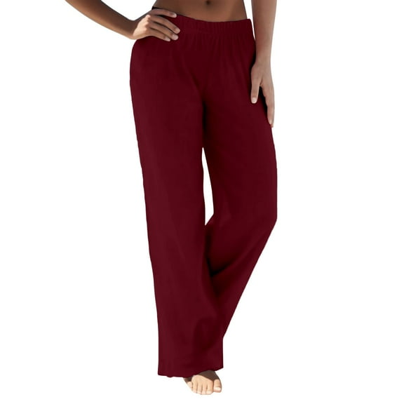 EDFBUYKRS Female Women Pants Casual Womens Fall Pants Petite Womens Daily Home Outdoor Elastic Waist Side Pockets Trousers Casual Pants S