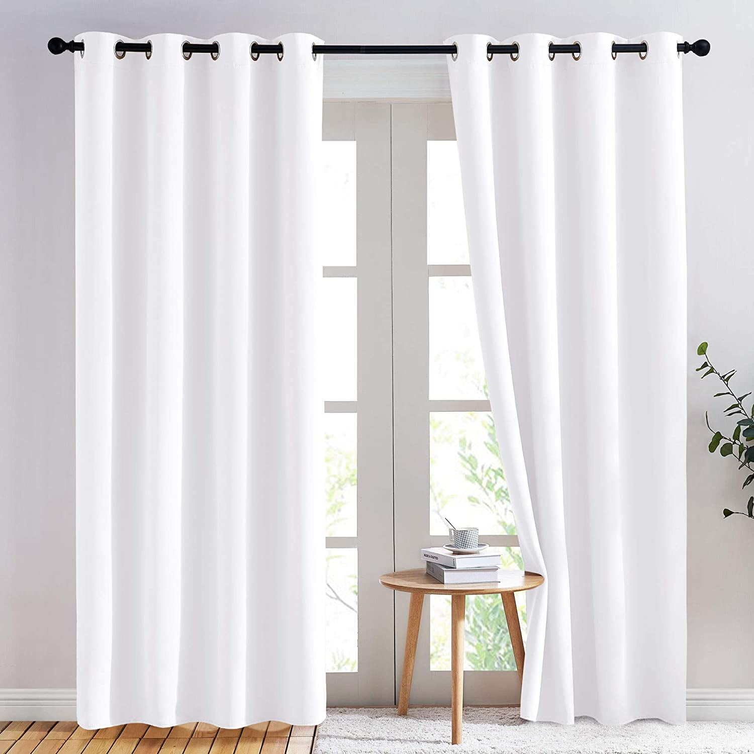 NICETOWN Curtains 84 inches Long (Pure White) 52 by 84 inches, 1 Pair