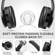Bluetooth Headphones Over Ear, LUXMO Wireless Noise Cancelling Headphones Foldable Stereo Headset with Mic, Rechargeable Headphones Handsfree Headphones for PC, Laptops and Smartphones