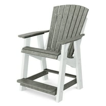 Wildridge Heritage High Adirondack Chair, Dark Gray and White - All-Weather Recycled Plastic Furniture for Patio, Deck, Lawn