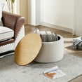 thumbnail image 2 of Zesthouse 23.6'' Wide Upholstered Storage Ottoman with Tray, Boucle Fabric Footrest Stool with Removable Wooden Lid, Small Coffee Table for Living Room, White, 2 of 10