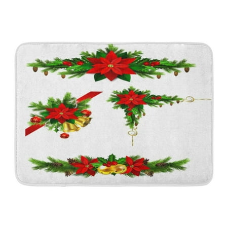 GODPOK Cane Red Bell Christmas for Your Designs Candy Celebration Rug Doormat Bath Mat 23.6x15.7