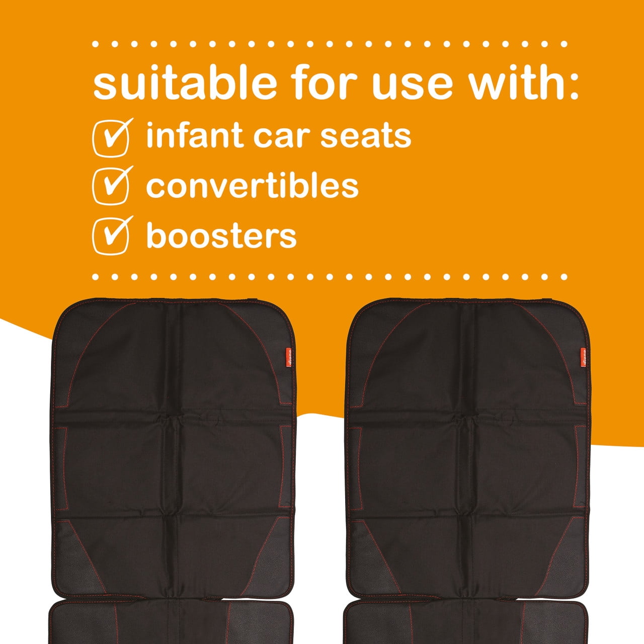 Diono Ultra Mat 2 Pack Car Seat Protector, Crash Tested, Water Resistant, Black