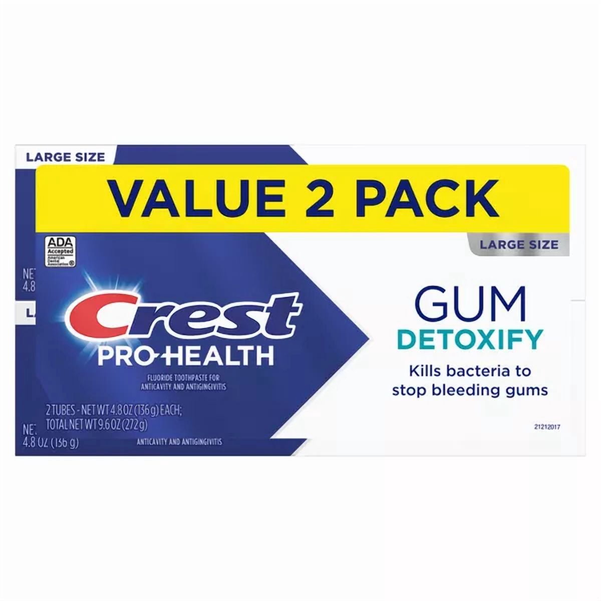 Crest Pro-Health Gum Detoxify Toothpaste 4.8 oz Twin - Anticavity, Antibacterial fluoride Toothpaste, Clinically Proven Gum, Sensitive, and Enamel Protection, Plaque Control