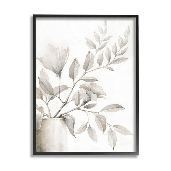 Stupell Industries Traditional Floral Arrangement Leaves Graphic Art Black Framed Art Print Wall Art, Design by Cloverfield & Co.