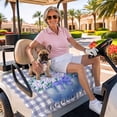 thumbnail image 3 of Golf Cart Seat Covers for 2 Seater, Blue Flower Soft Microfiber Cart Seat Towel Blanket, Green Leaves Rustic Plaid Purple Absorbent Breathable Non Slip Bench Seats Protector for Golf Course 51"x31", 3 of 9
