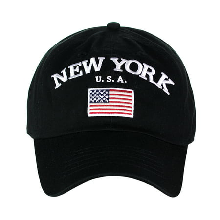 NYFASHION101 New York USA Flag Embroidered Adjustable Low Profile Cap, (Best Low Alcohol Red Wine)