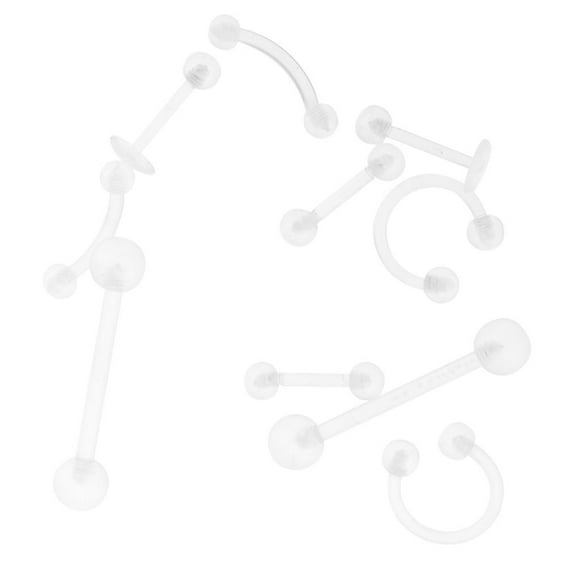 10 Pcs Retenue de Perçage pour Nez Oreille Lèvre, Bijou Corporel Flexible en Acrylique Transparent/