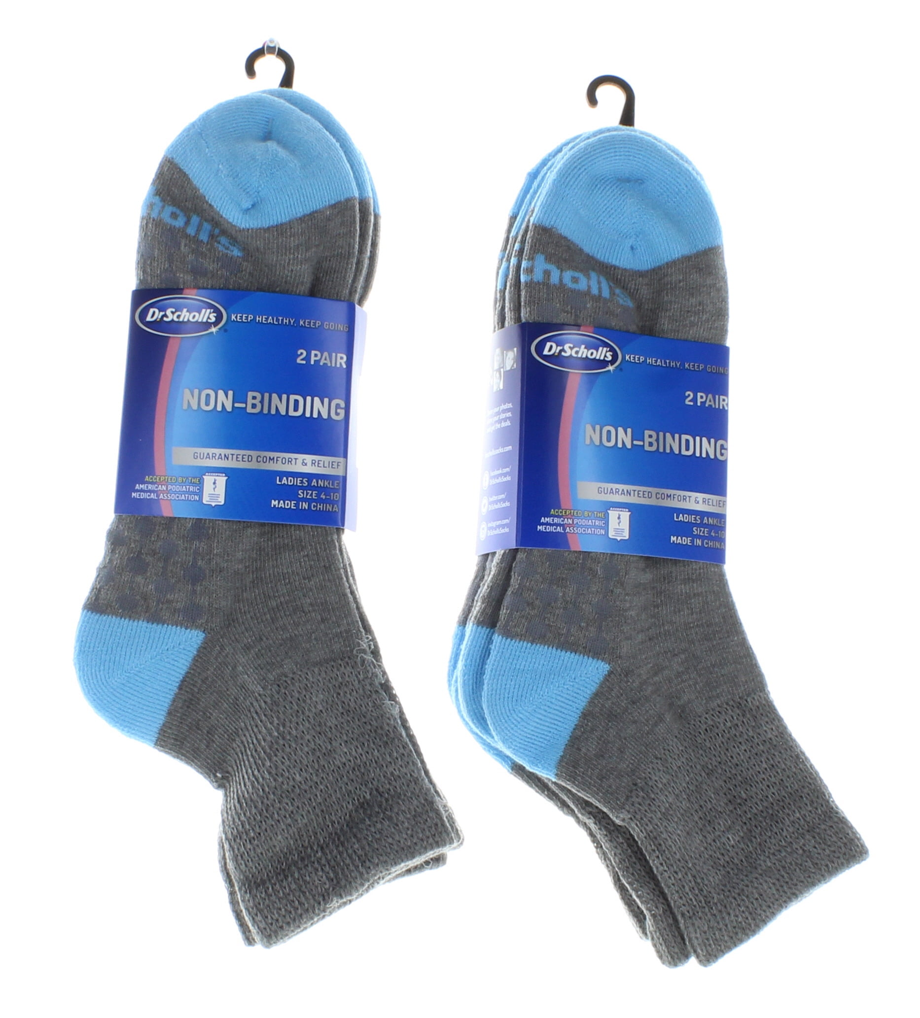 DSS - 4 Pair Dr. Scholl's Women Ankle Socks Non Binding Gray With Blue ...
