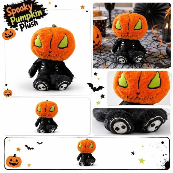 STAOEDU 16" Spooky Halloween PumpkinGhost Plush Toys – Creepy Cute Face Stuffed Dolls – Funny Quirky Scary Party Decor Figure for Autumn Festivals, Trick-or-Treat Gifts