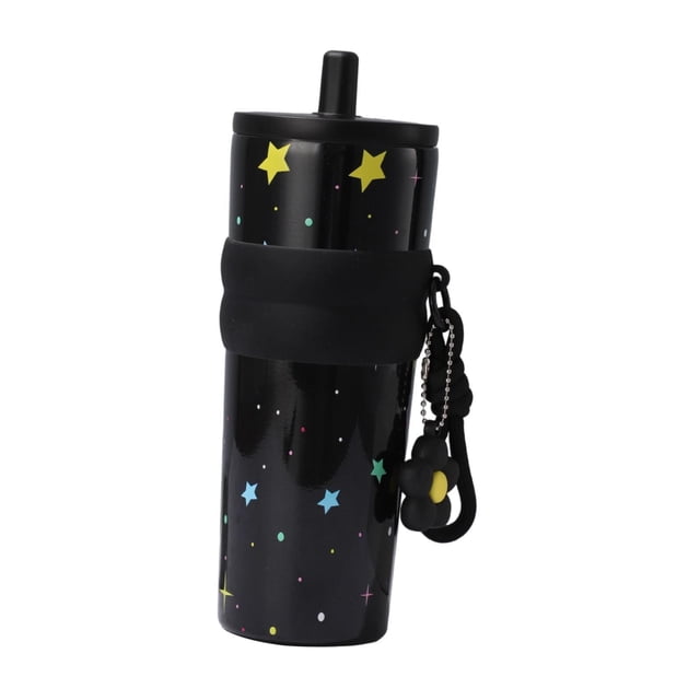 Vaso térmico de acero inoxidable, taza térmica, termo portátil, botella de agua Negro