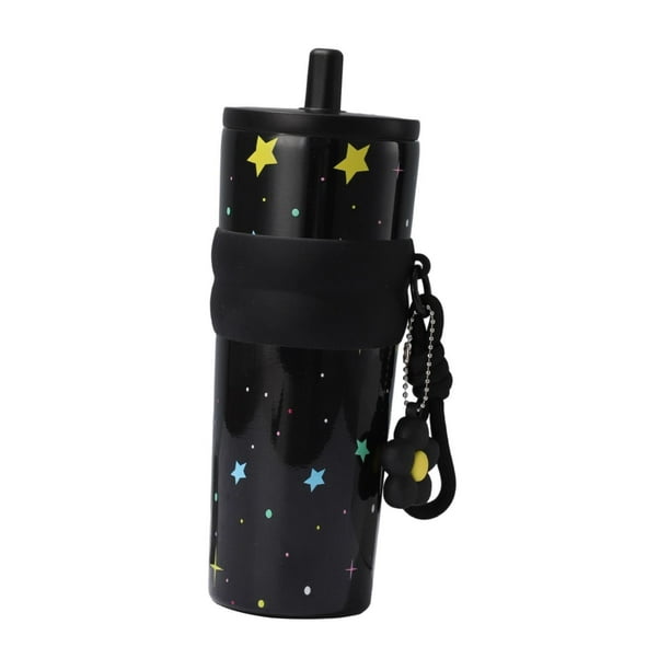 Vaso térmico de acero inoxidable, taza térmica, taza de viaje portátil, botella de agua Negro
