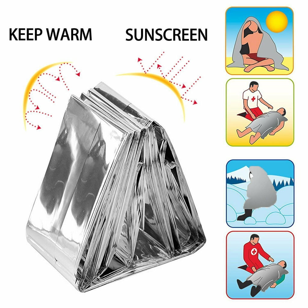 Poncho De Pluie Thermique D'urgence 2 Pièces + Couvertures De Survie 2 Pièces - Reflète 90% De Chaleur Corporelle - Imperméable Et Compact - Idéal Pour Marathon, Randonnée, Camping, Premiers Secours