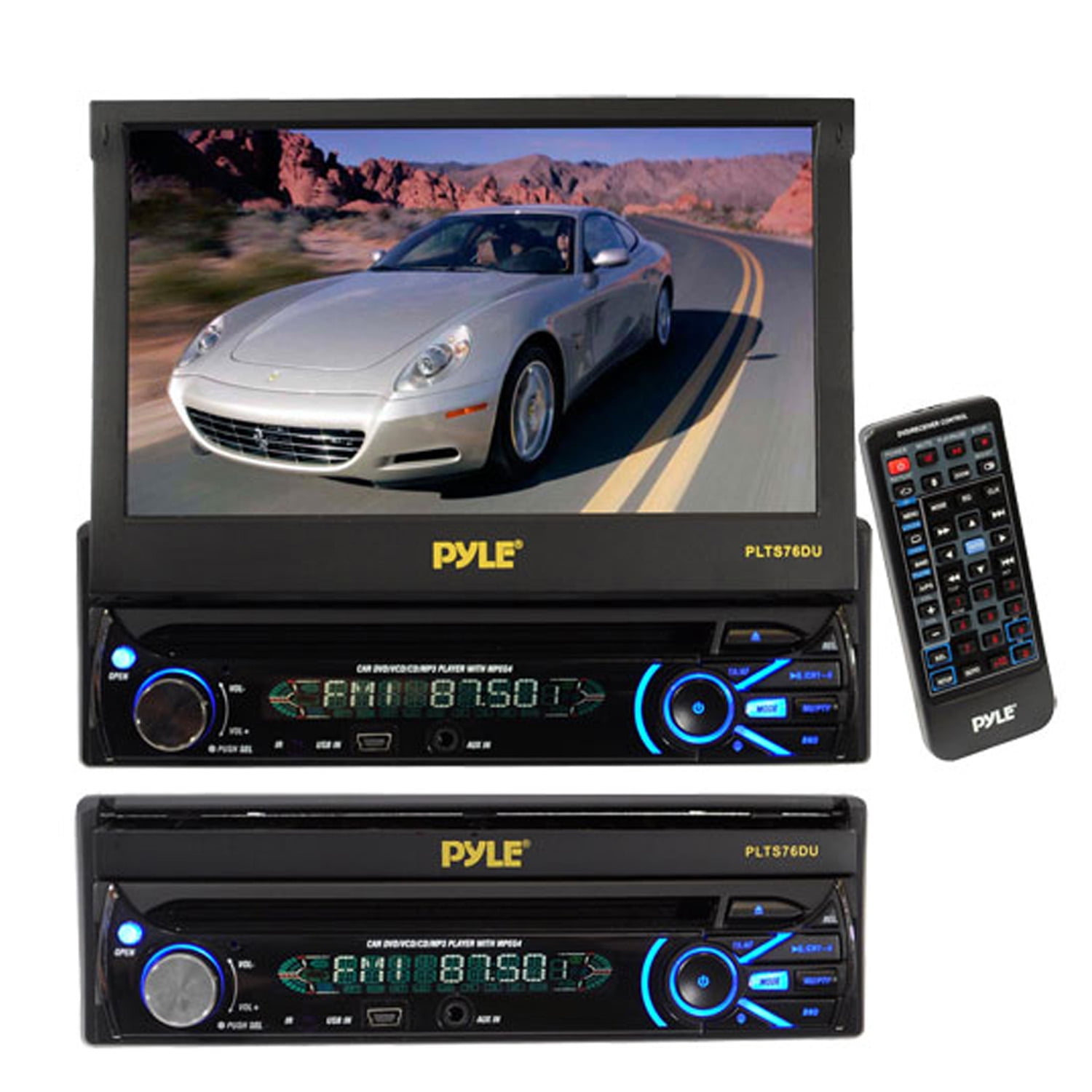 PYLE PLTS76DU - 7'' Touch Screen Motorized Detachable TFT/LCD Monitor With DVD/CD/MP3/AM/FM Receiver - Walmart.com