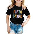 thumbnail image 7 of KVPLBQFD Girls Summer Graphic Top Cute Letter Printed T Shirts for Toddler Crew Neck Casual Fit Tops Tweens Girl Trendy Loose Sports Clothes, 7 of 7