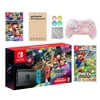 Nintendo Switch Mario Kart 8 Deluxe Bundle: Red/Blue Console, Mario Kart 8 & Membership, Mario Party Superstars, Mytrix Wireless Pro Controller Pink Cherry Blossom and Accessories