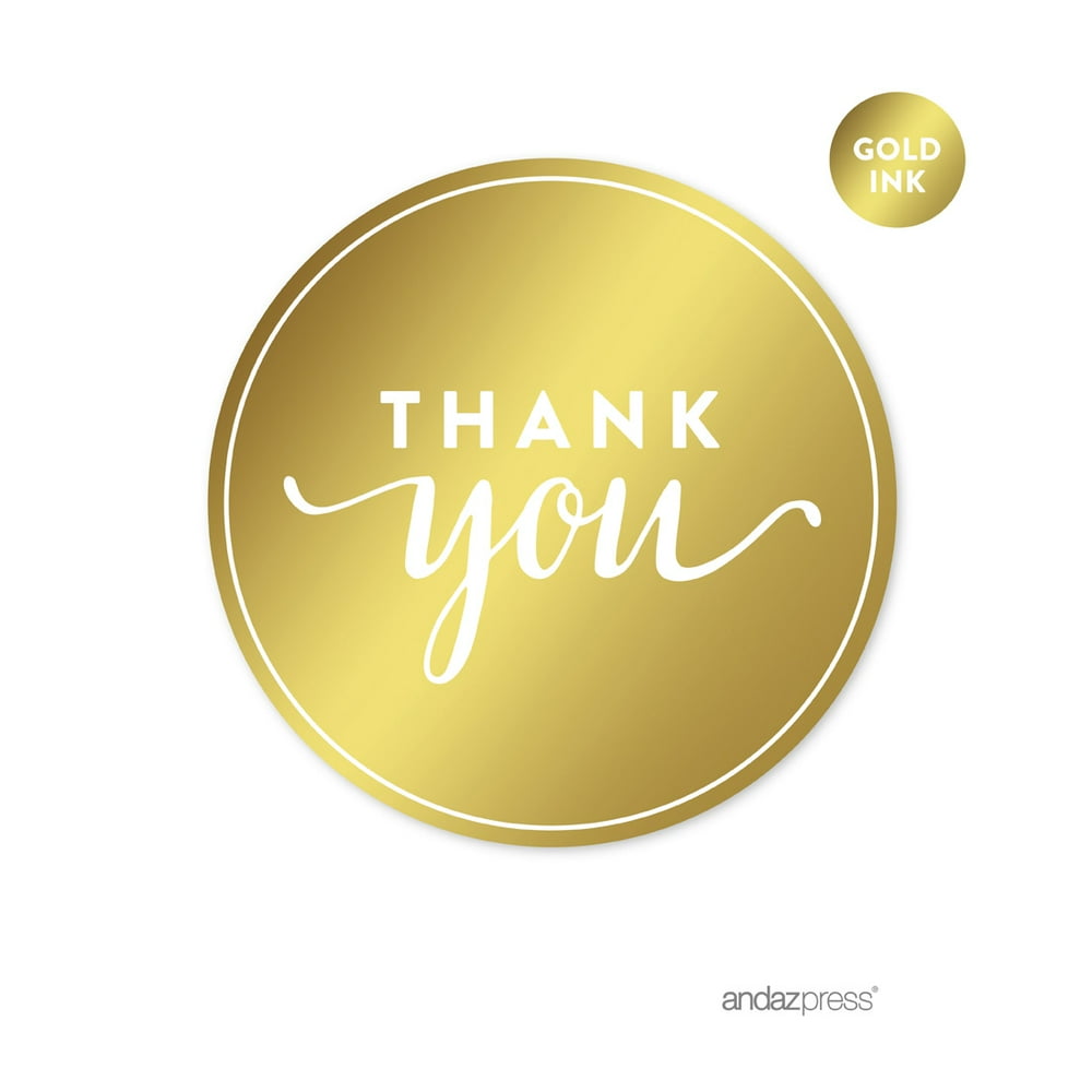 Thank You Gold Metallic Gold Round Circle Favor Gift Label Stickers, 40